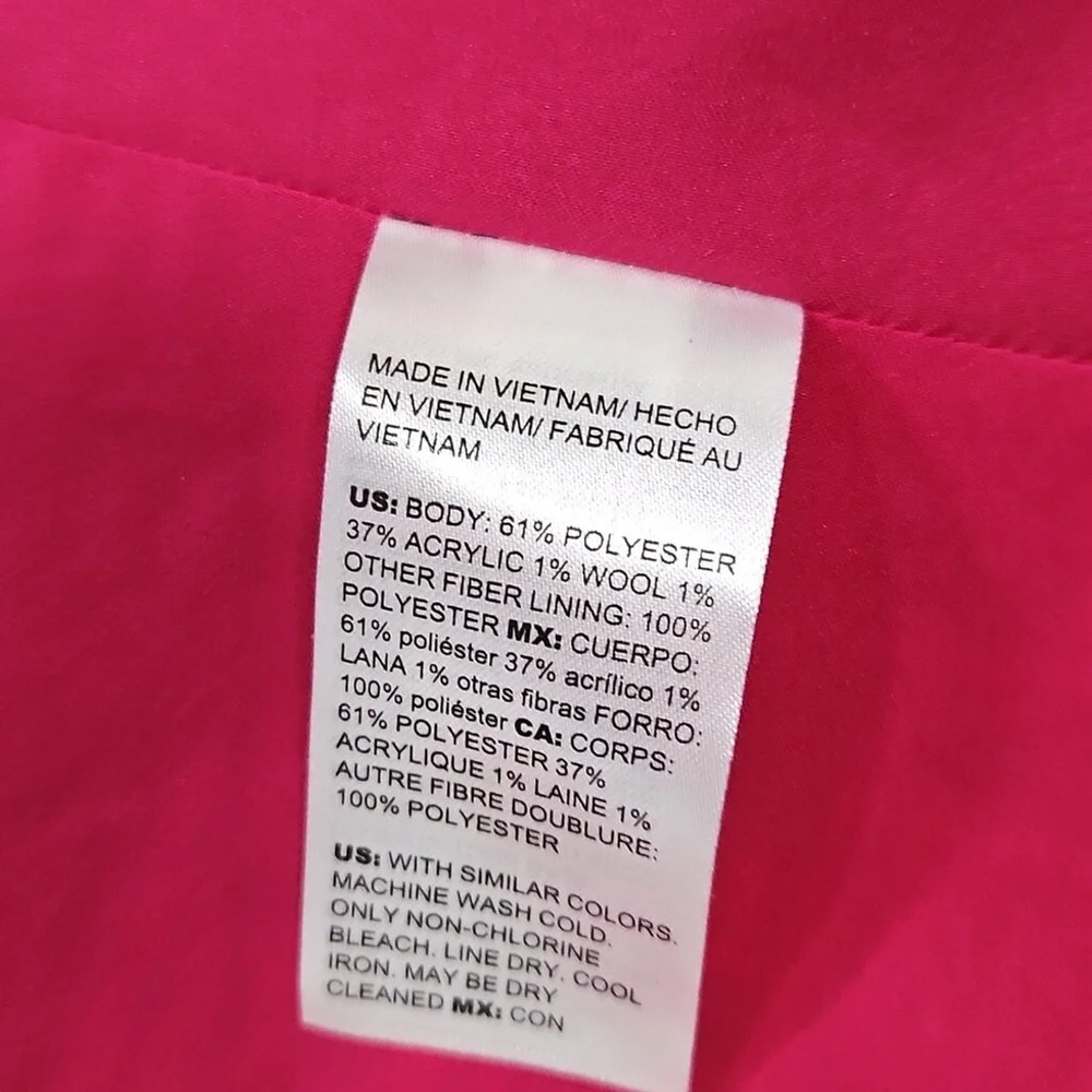 Chico's Pink Blazer with Geometric Pattern and Standard Collar
